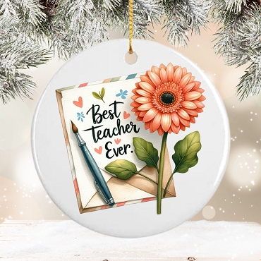 Personalized Best Teacher Ever Ceramic Ornament
